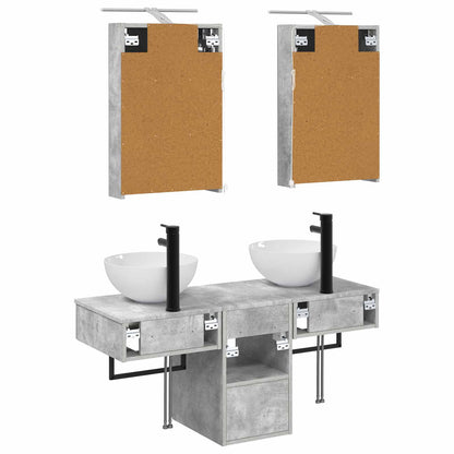 Bathroom Cabinet Set 5 pcs Concrete Grey 40 x 10.5 x 60.5 cm
