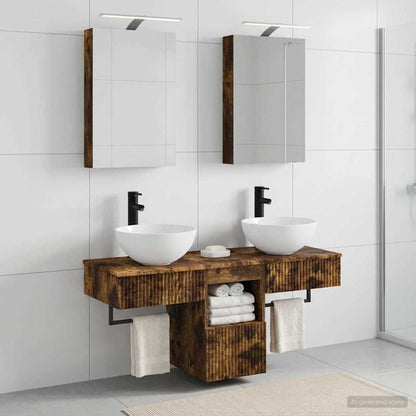 Bathroom Cabinet Set 5 pcs Smoked Oak 40 x 10.5 x 60.5 cm