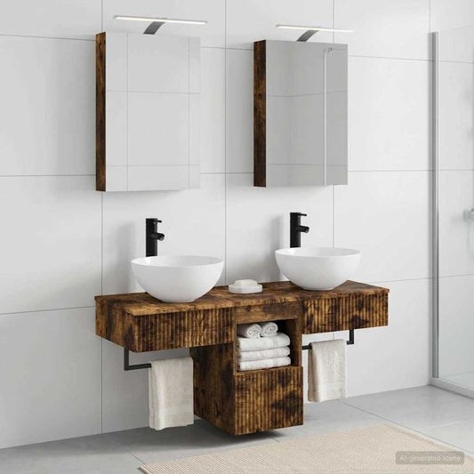Bathroom Cabinet Set 5 pcs Smoked Oak 40 x 10.5 x 60.5 cm