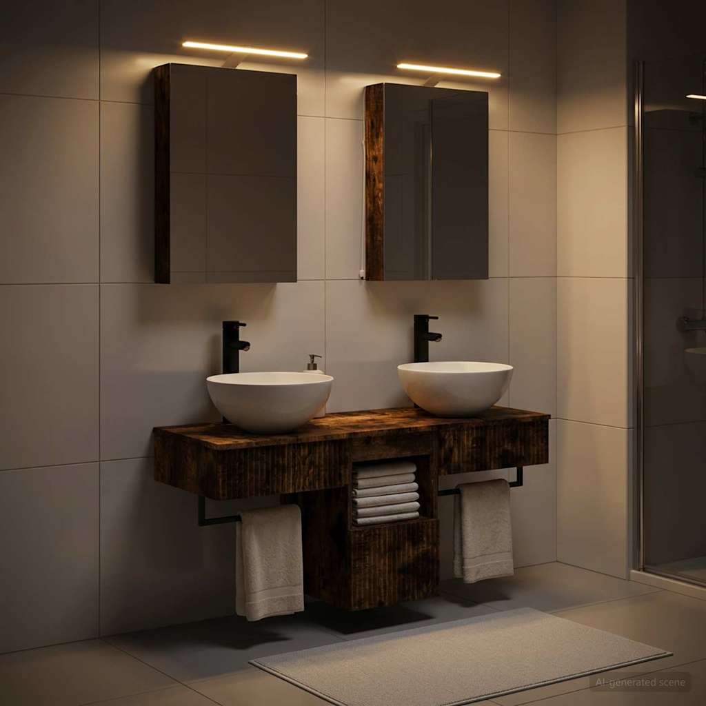 Bathroom Cabinet Set 5 pcs Smoked Oak 40 x 10.5 x 60.5 cm