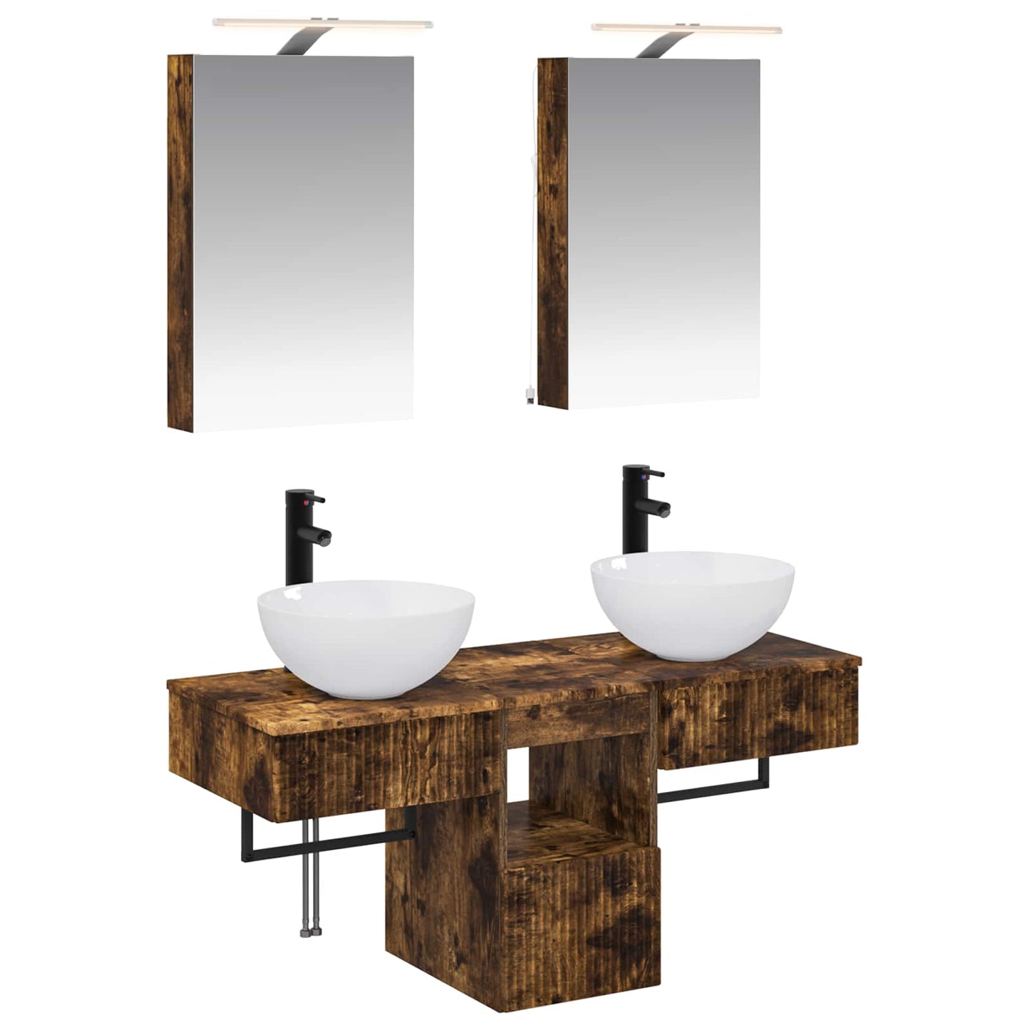 Bathroom Cabinet Set 5 pcs Smoked Oak 40 x 10.5 x 60.5 cm