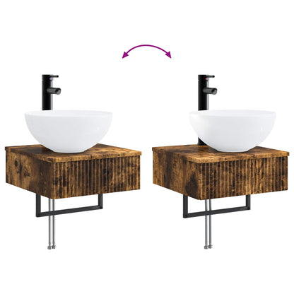 Bathroom Cabinet Set 5 pcs Smoked Oak 40 x 10.5 x 60.5 cm