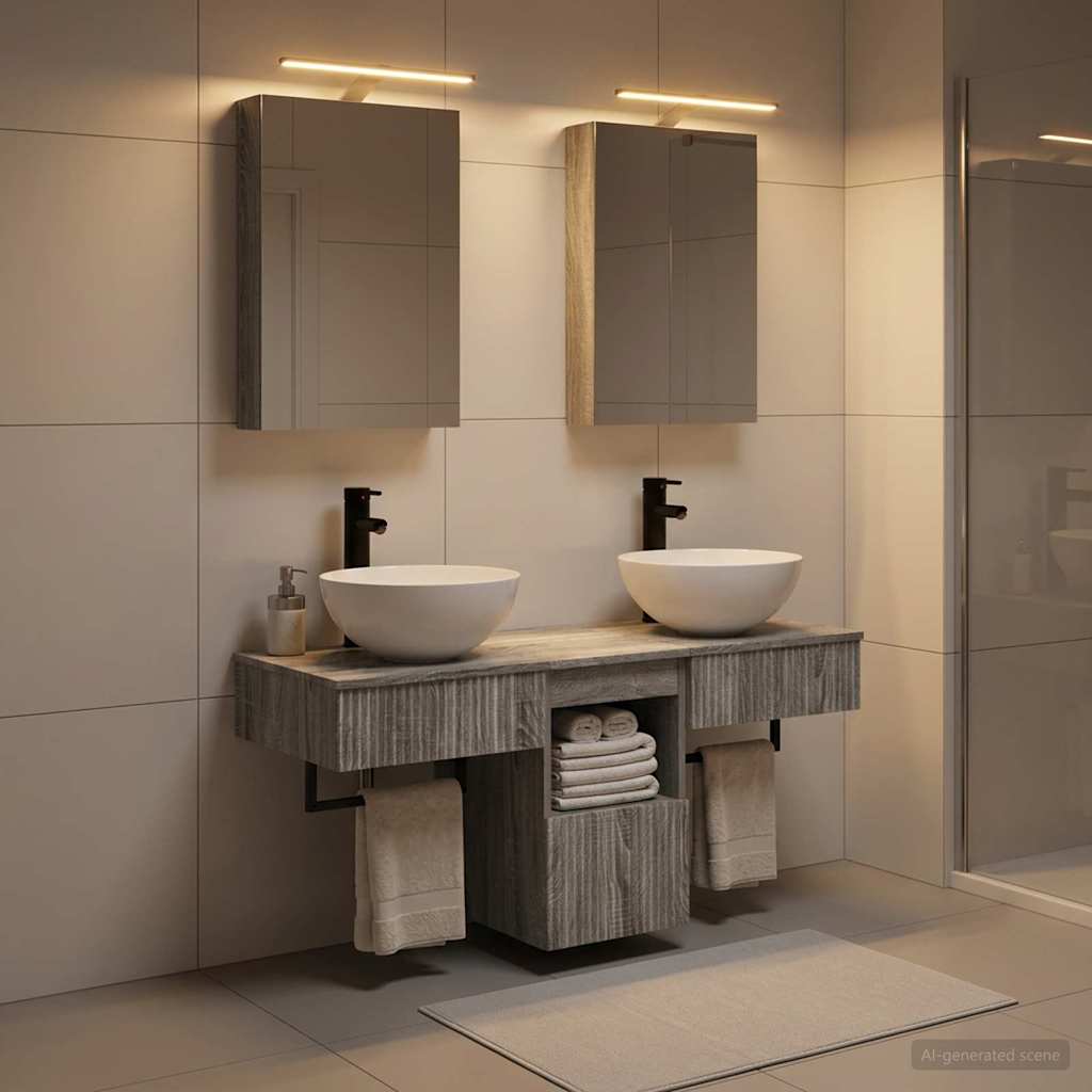 Bathroom Cabinet Set 5 pcs Grey Sonoma 40 x 10.5 x 60.5 cm