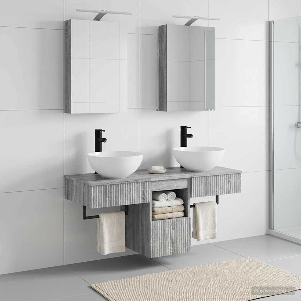 Bathroom Cabinet Set 5 pcs Grey Sonoma 40 x 10.5 x 60.5 cm