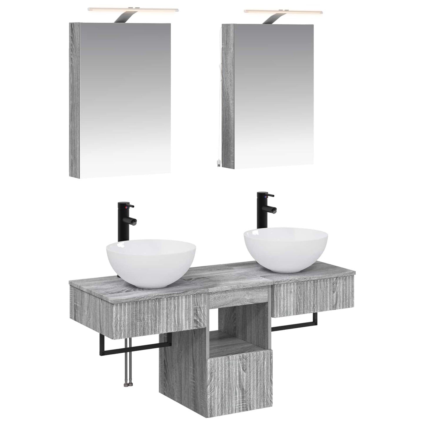 Bathroom Cabinet Set 5 pcs Grey Sonoma 40 x 10.5 x 60.5 cm