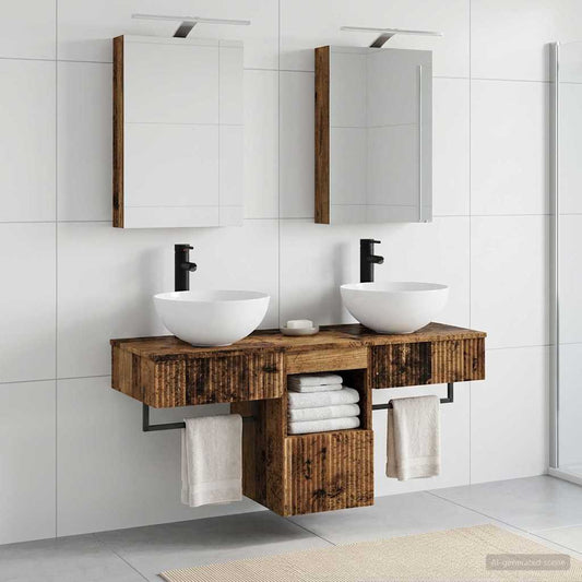 Bathroom Cabinet Set 5 pcs Old Wood 40 x 10.5 x 60.5 cm
