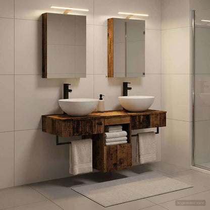Bathroom Cabinet Set 5 pcs Old Wood 40 x 10.5 x 60.5 cm