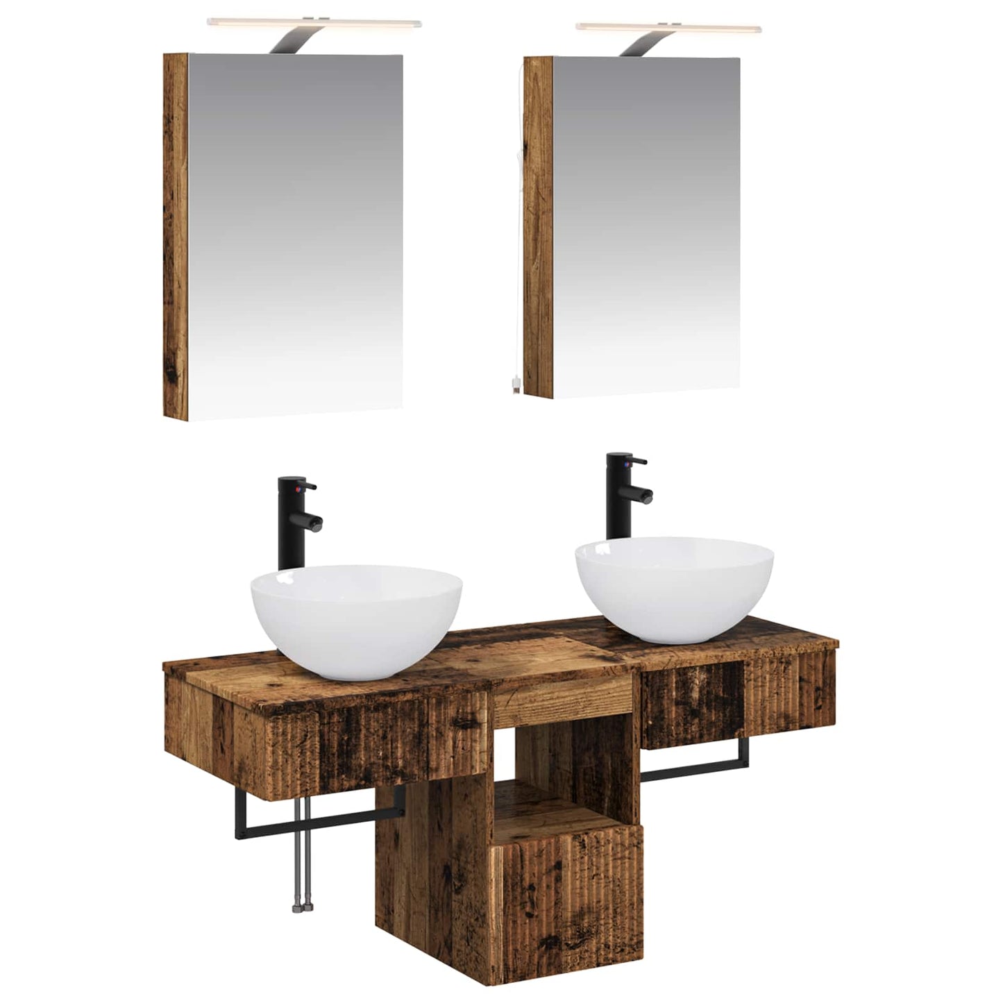 Bathroom Cabinet Set 5 pcs Old Wood 40 x 10.5 x 60.5 cm