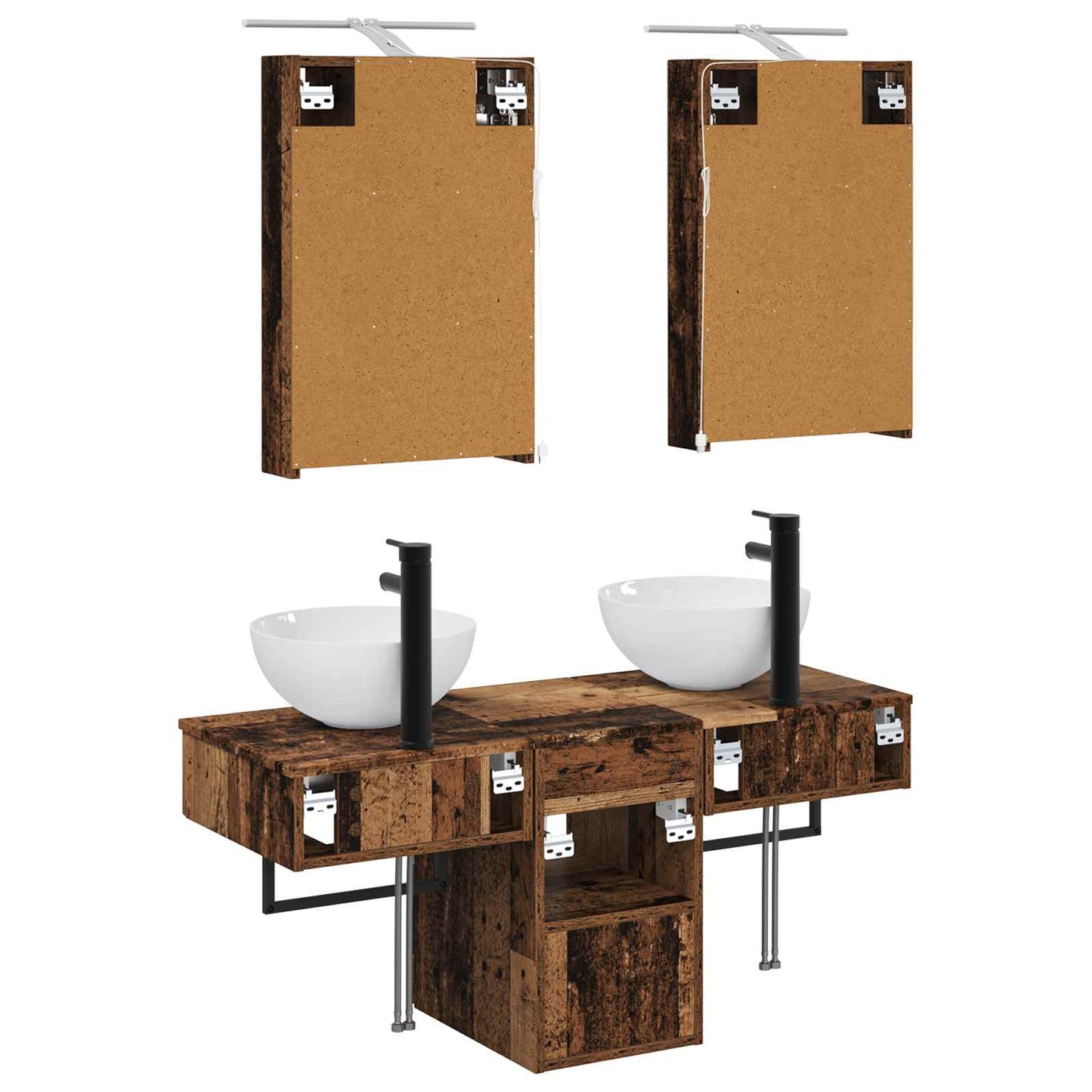 Bathroom Cabinet Set 5 pcs Old Wood 40 x 10.5 x 60.5 cm
