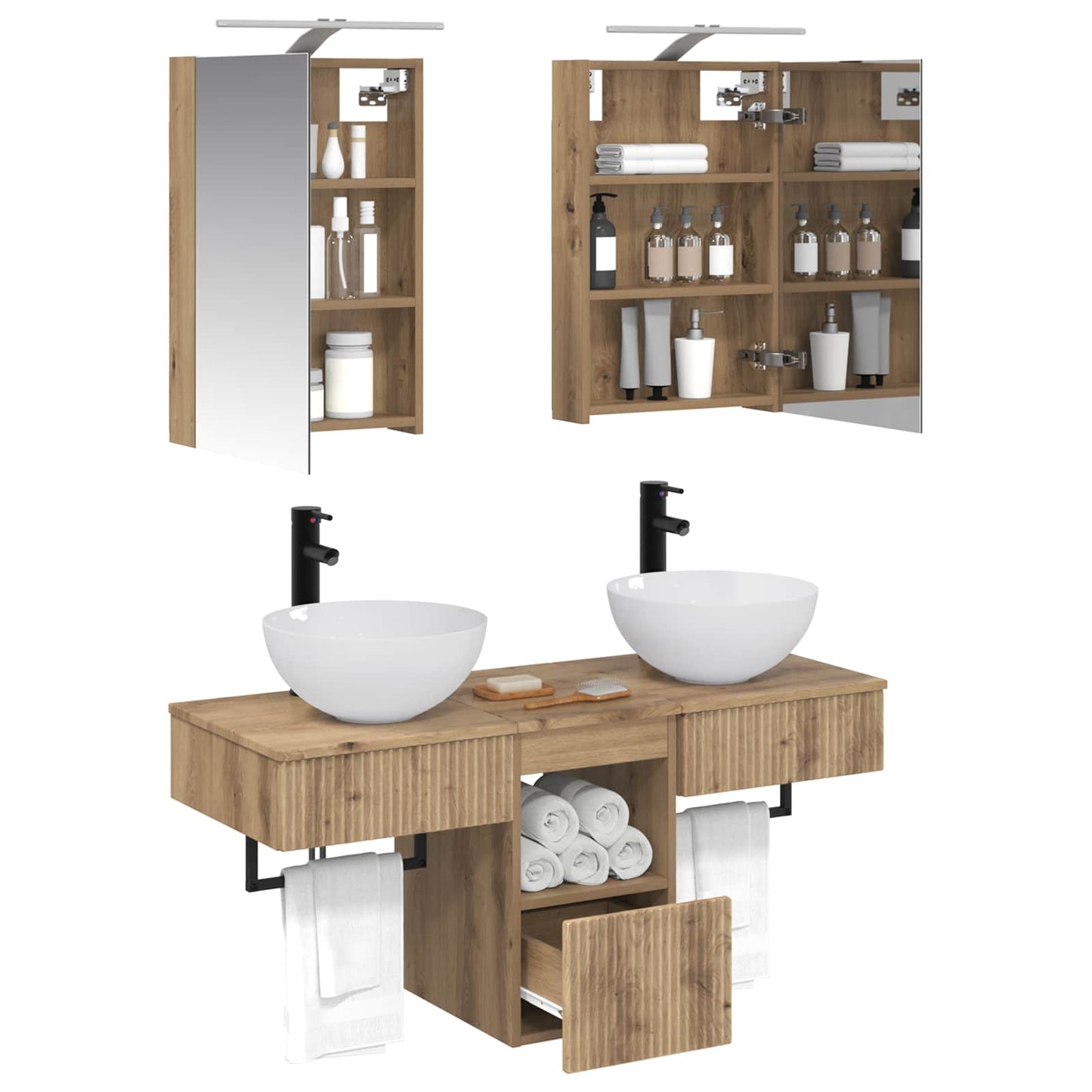 Bathroom Cabinet Set 5 pcs Artisan Oak 40 x 10.5 x 60.5 cm