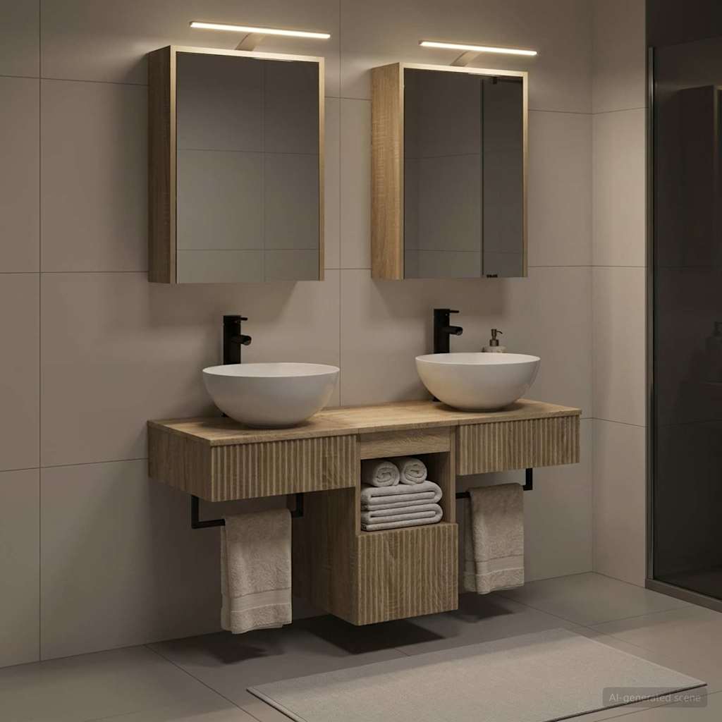 Bathroom Cabinet Set 5 pcs Sonoma Oak 43 x 16 x 62.5 cm