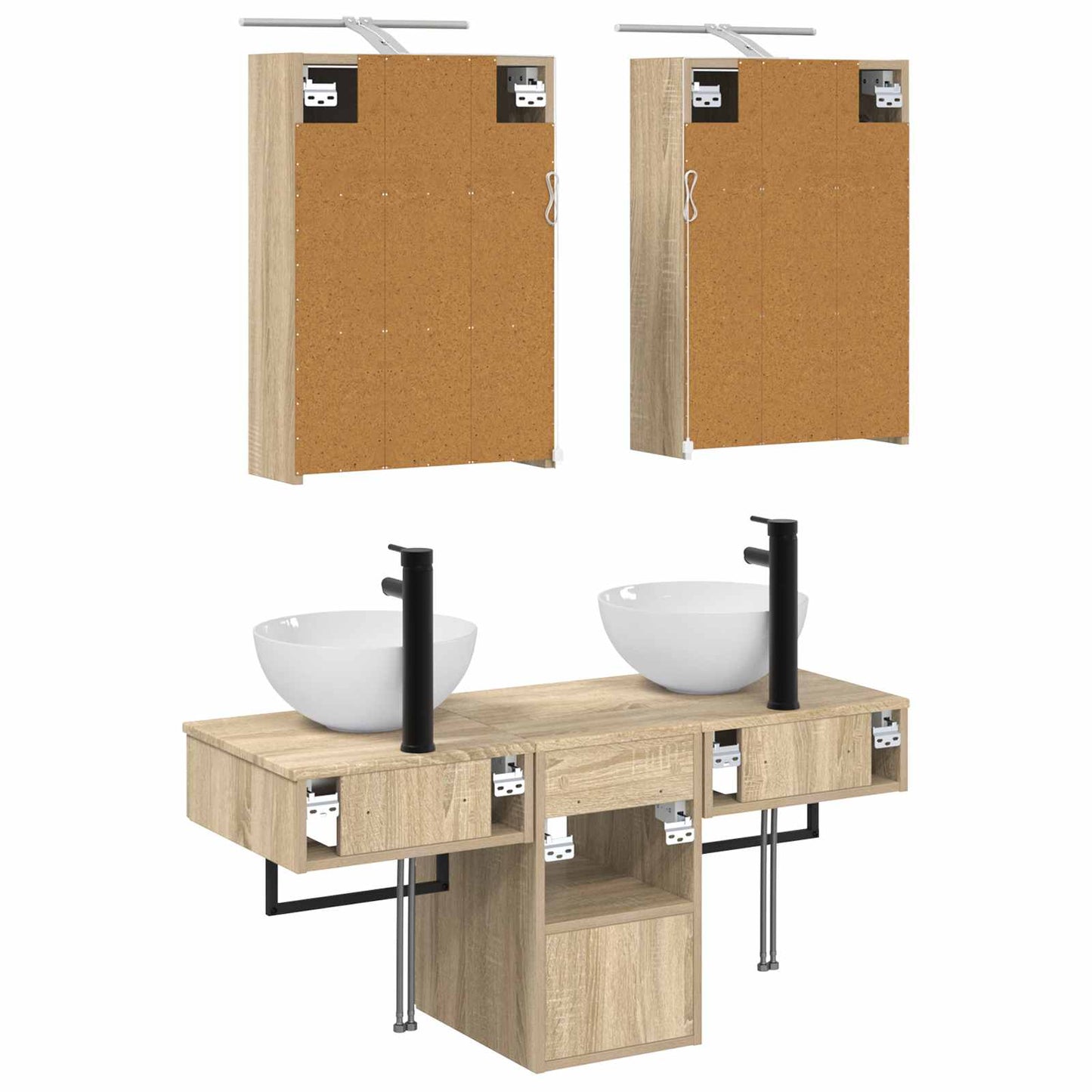Bathroom Cabinet Set 5 pcs Sonoma Oak 43 x 16 x 62.5 cm