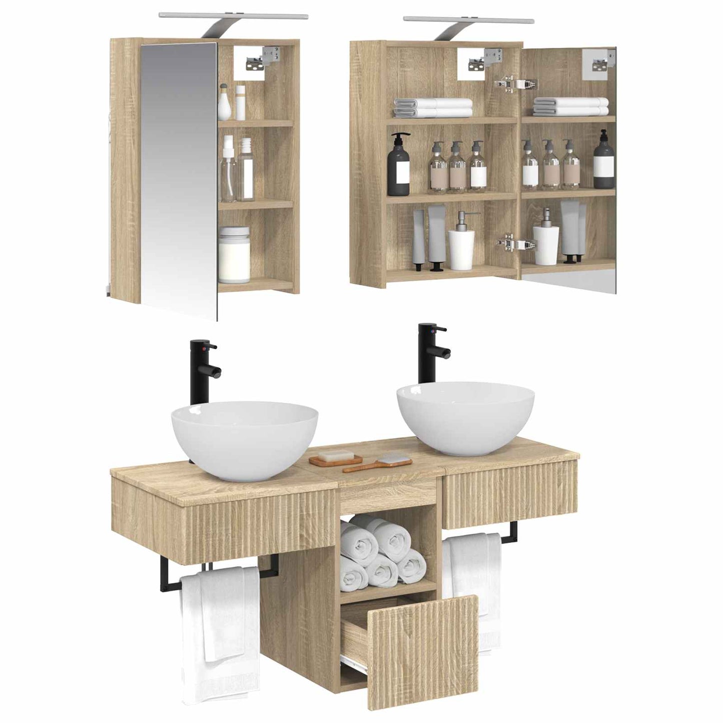 Bathroom Cabinet Set 5 pcs Sonoma Oak 43 x 16 x 62.5 cm