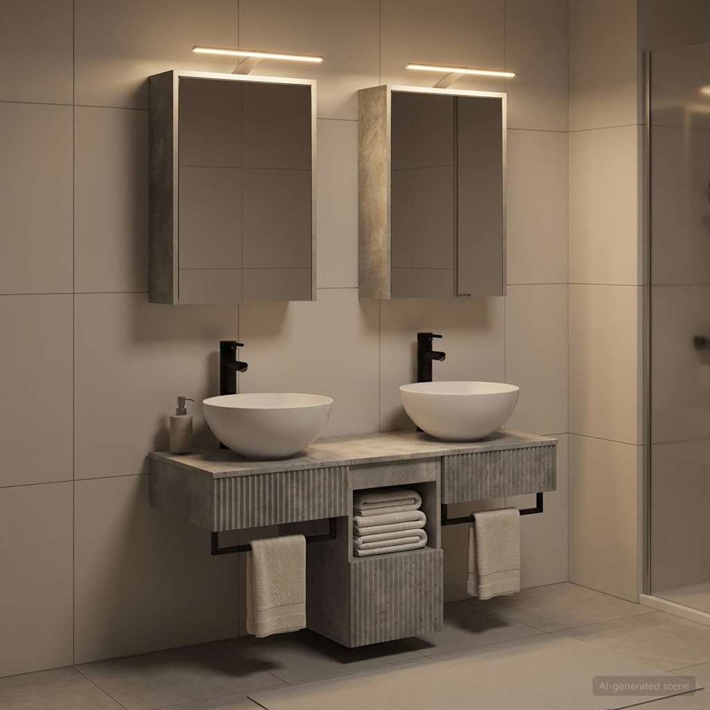 Bathroom Cabinet Set 5 pcs Concrete Grey 43 x 16 x 62.5 cm