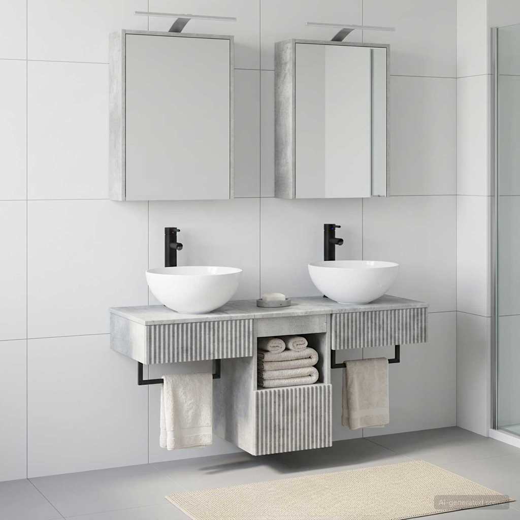 Bathroom Cabinet Set 5 pcs Concrete Grey 43 x 16 x 62.5 cm