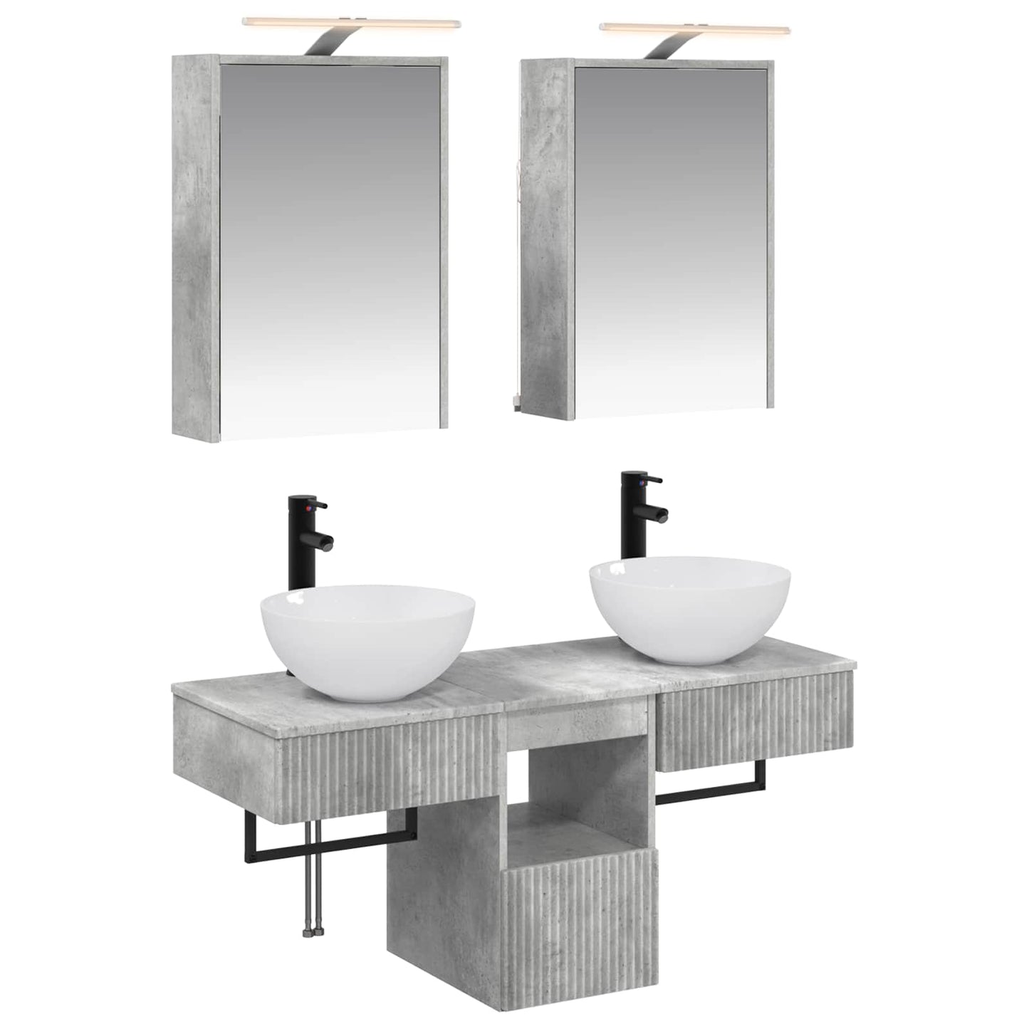 Bathroom Cabinet Set 5 pcs Concrete Grey 43 x 16 x 62.5 cm