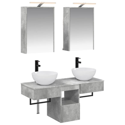 Bathroom Cabinet Set 5 pcs Concrete Grey 43 x 16 x 62.5 cm