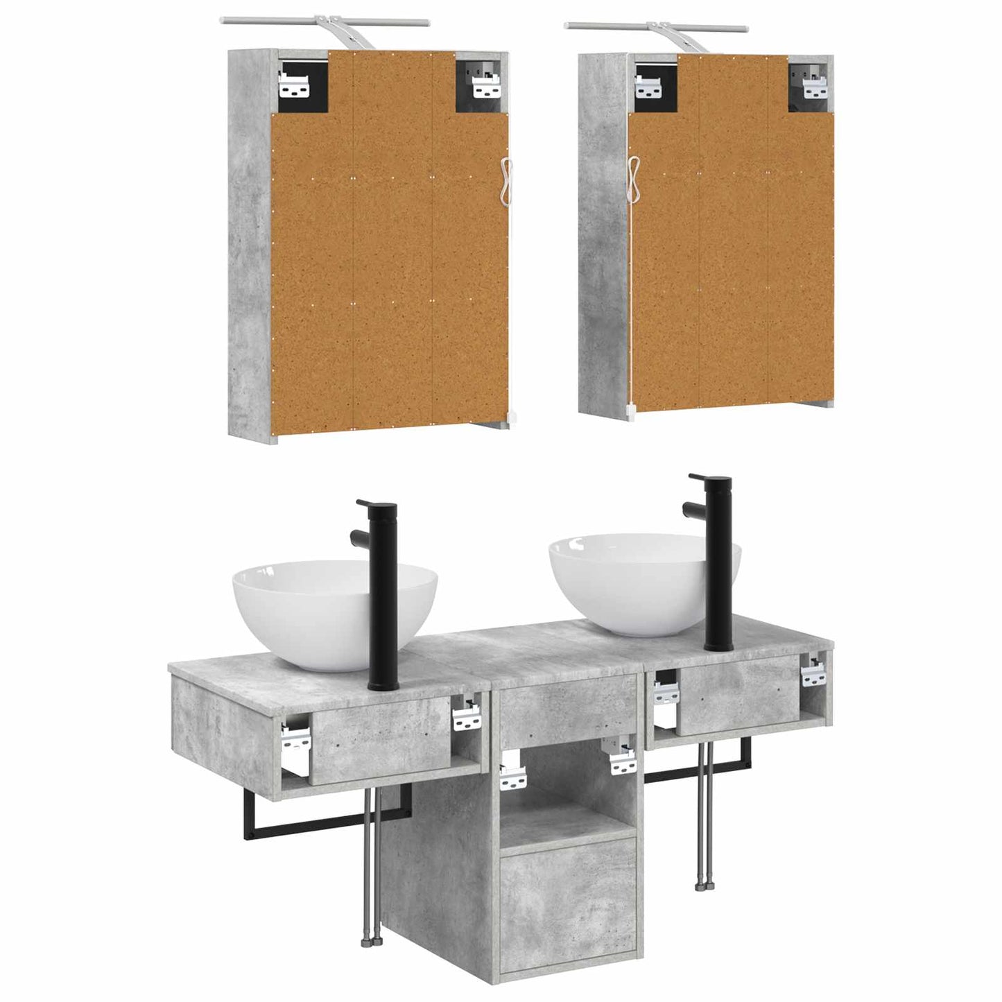 Bathroom Cabinet Set 5 pcs Concrete Grey 43 x 16 x 62.5 cm