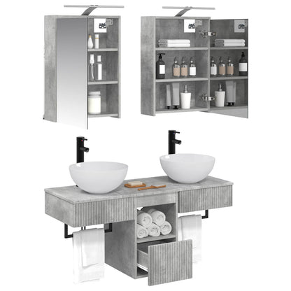Bathroom Cabinet Set 5 pcs Concrete Grey 43 x 16 x 62.5 cm