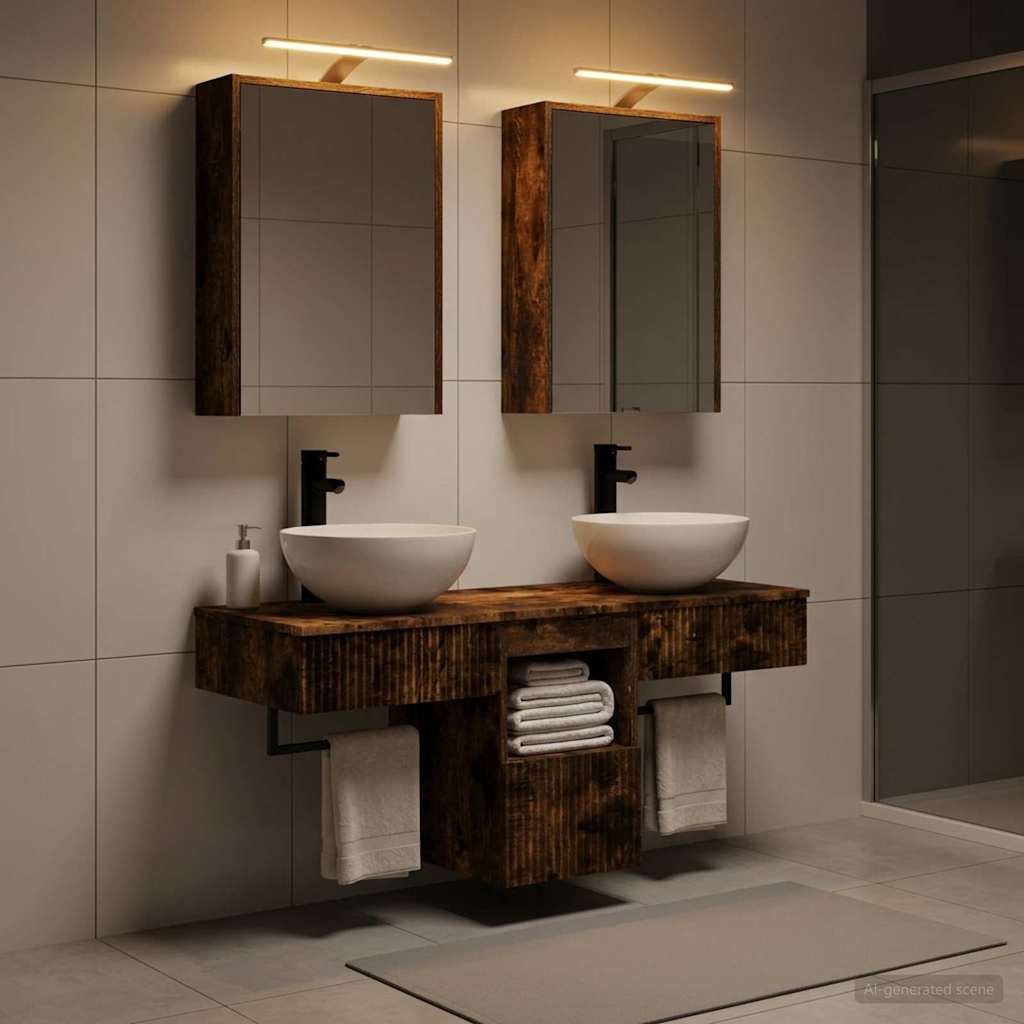 Bathroom Cabinet Set 5 pcs Smoked Oak 43 x 16 x 62.5 cm