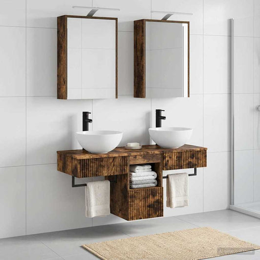 Bathroom Cabinet Set 5 pcs Smoked Oak 43 x 16 x 62.5 cm