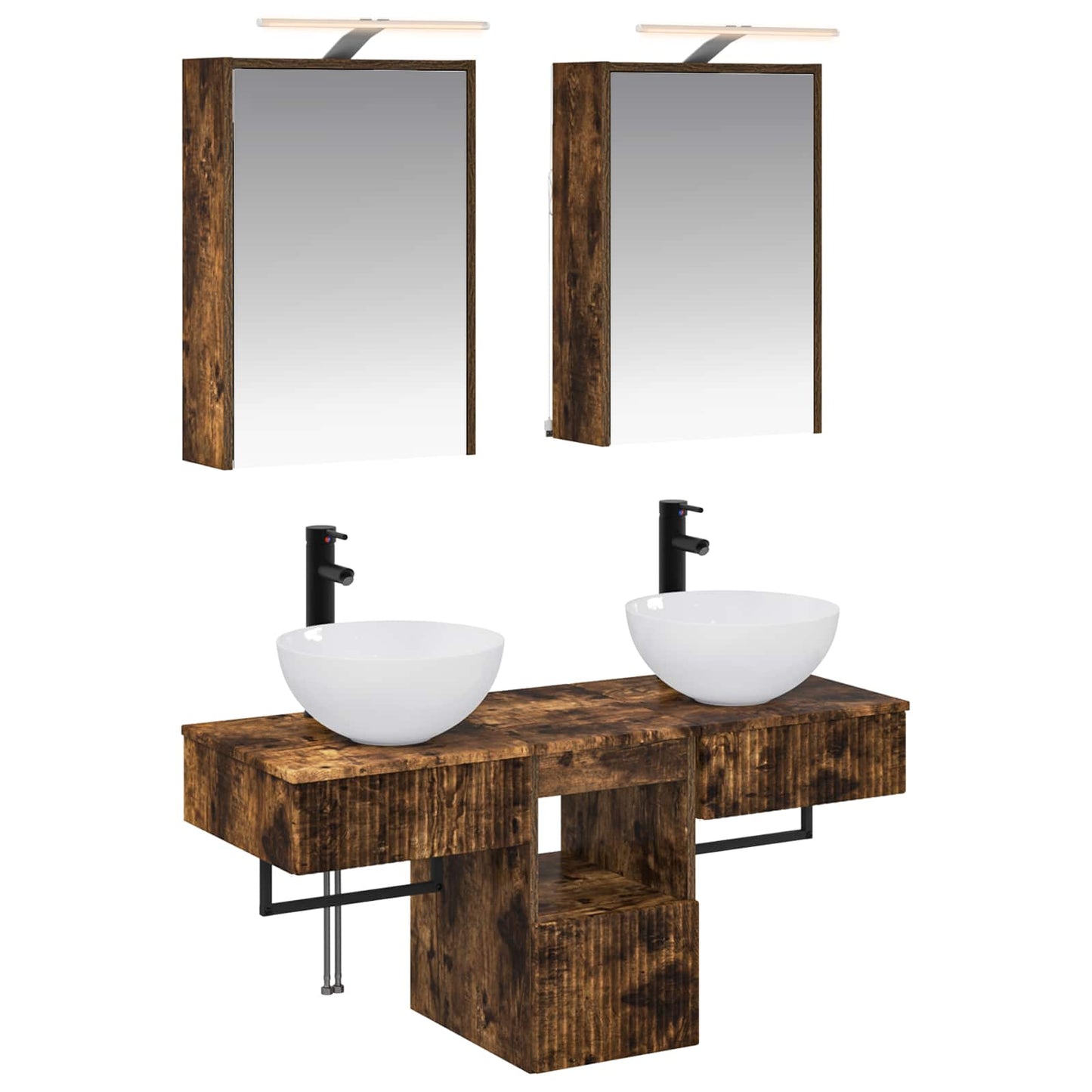 Bathroom Cabinet Set 5 pcs Smoked Oak 43 x 16 x 62.5 cm