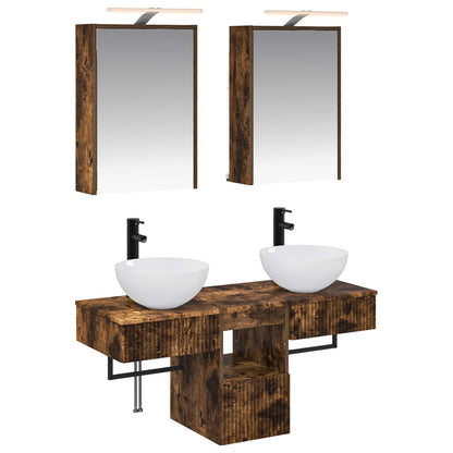 Bathroom Cabinet Set 5 pcs Smoked Oak 43 x 16 x 62.5 cm