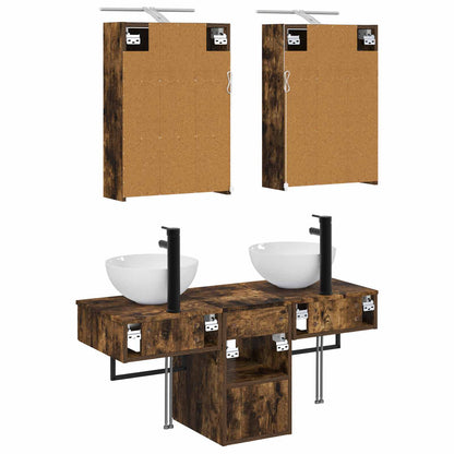 Bathroom Cabinet Set 5 pcs Smoked Oak 43 x 16 x 62.5 cm