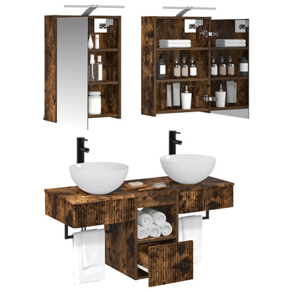 Bathroom Cabinet Set 5 pcs Smoked Oak 43 x 16 x 62.5 cm
