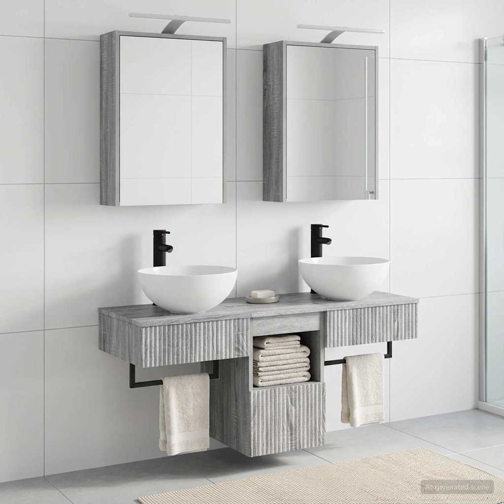 Bathroom Cabinet Set 5 pcs Grey Sonoma 43 x 16 x 62.5 cm