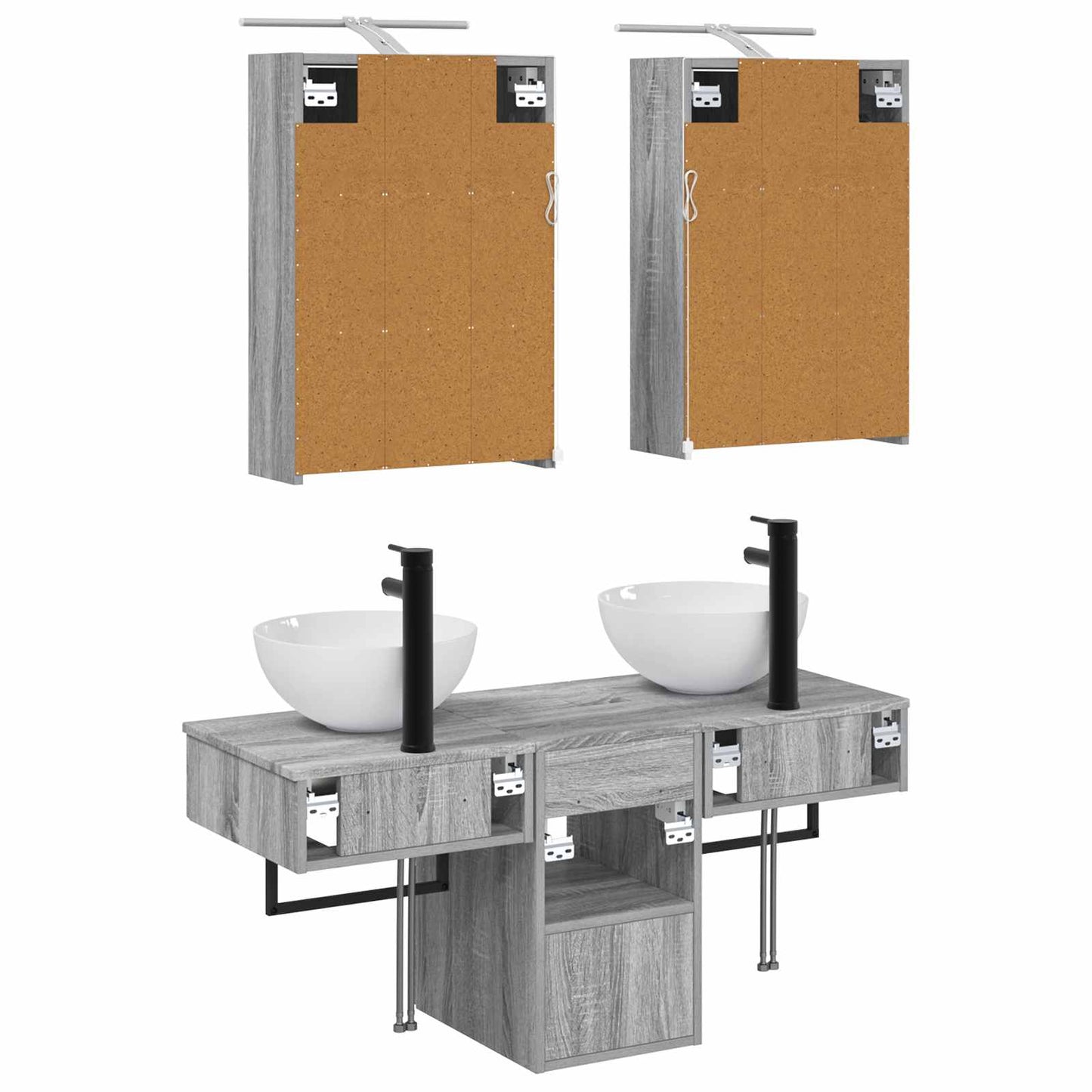 Bathroom Cabinet Set 5 pcs Grey Sonoma 43 x 16 x 62.5 cm