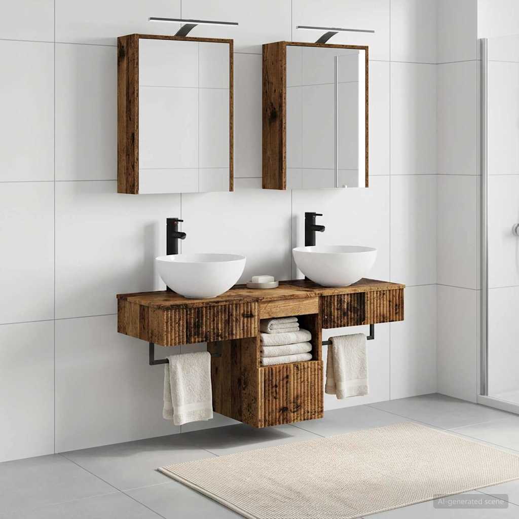 Bathroom Cabinet Set 5 pcs Old Wood 43 x 16 x 62.5 cm