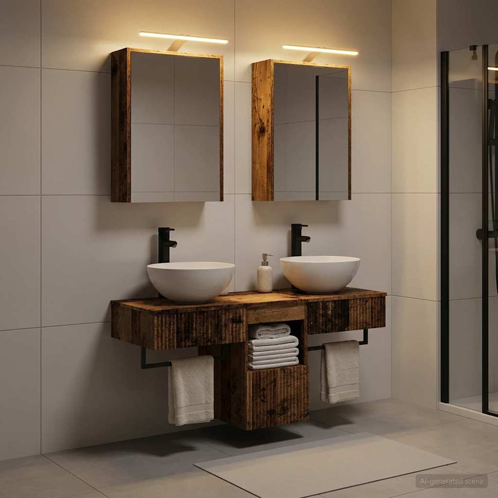 Bathroom Cabinet Set 5 pcs Old Wood 43 x 16 x 62.5 cm