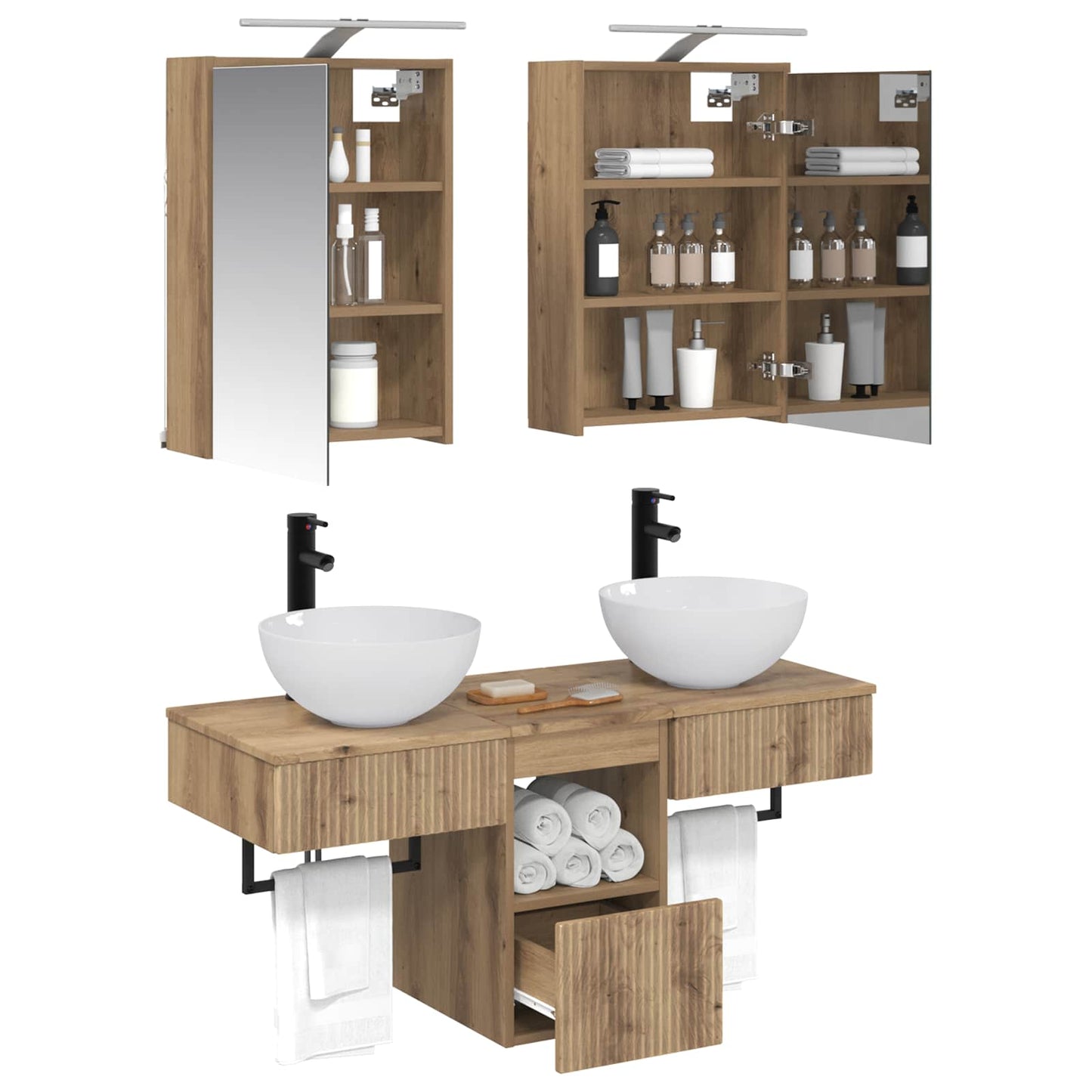 Bathroom Cabinet Set 5 pcs Artisan Oak 43 x 16 x 62.5 cm