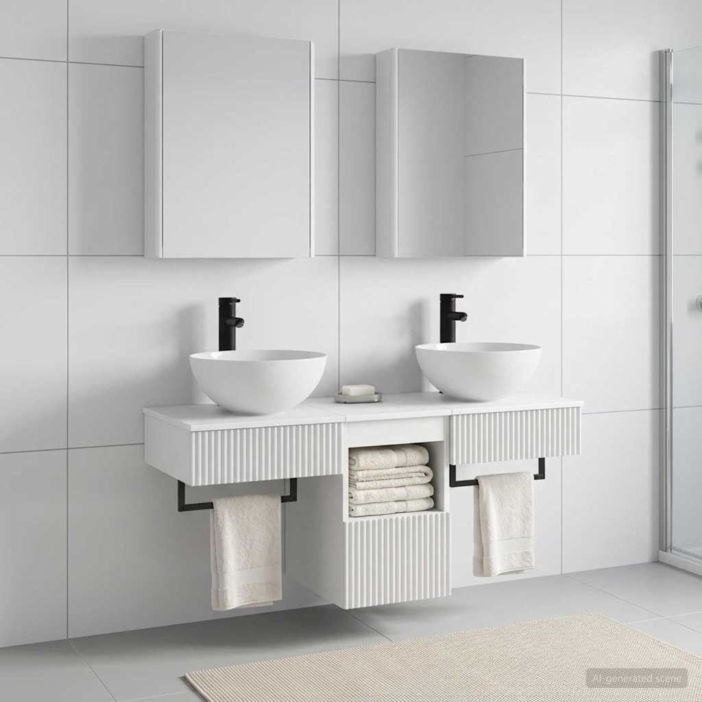 Bathroom Cabinet Set 5 pcs White 43 x 11.5 x 60.5 cm
