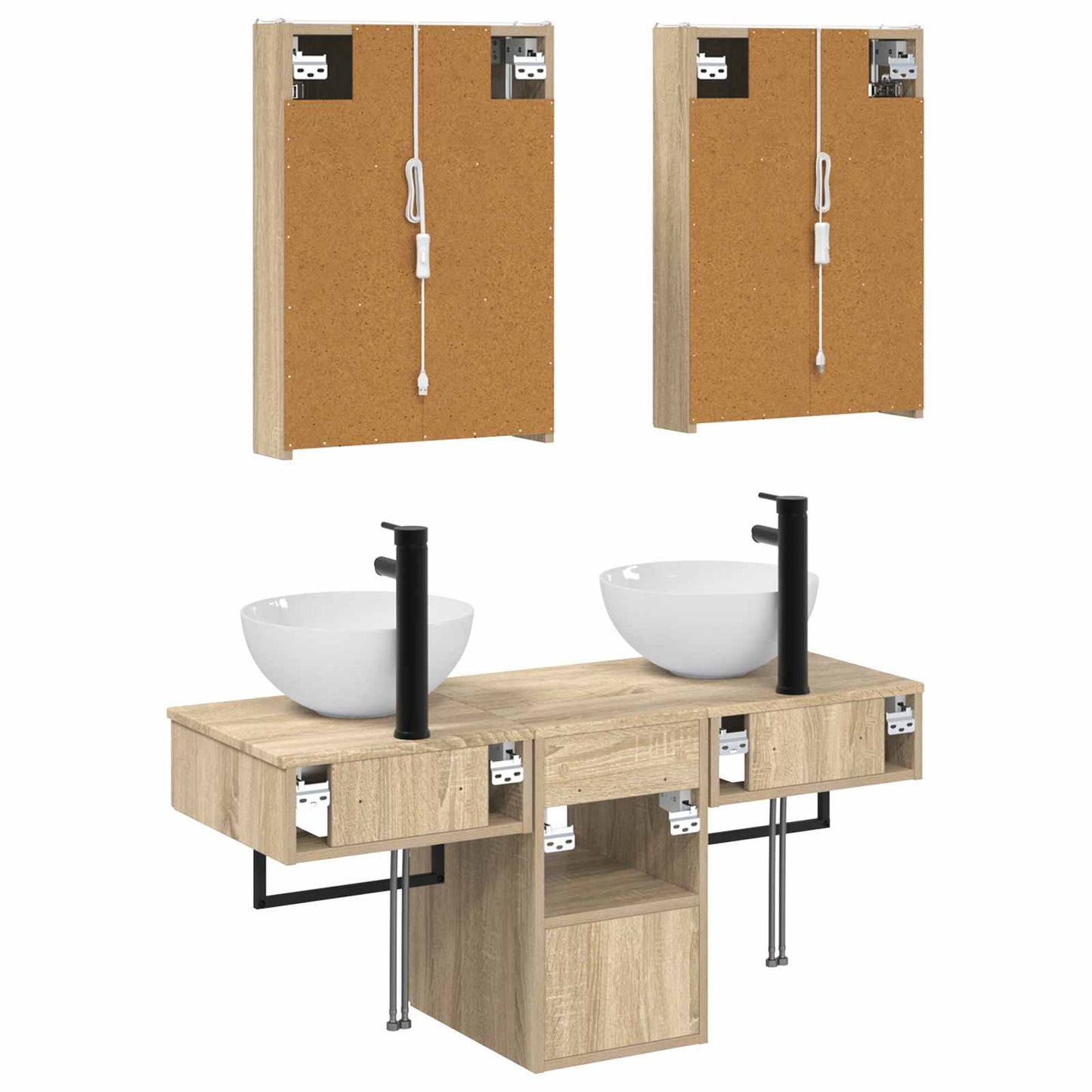Bathroom Cabinet Set 5 pcs Sonoma Oak 43 x 11.5 x 60.5 cm