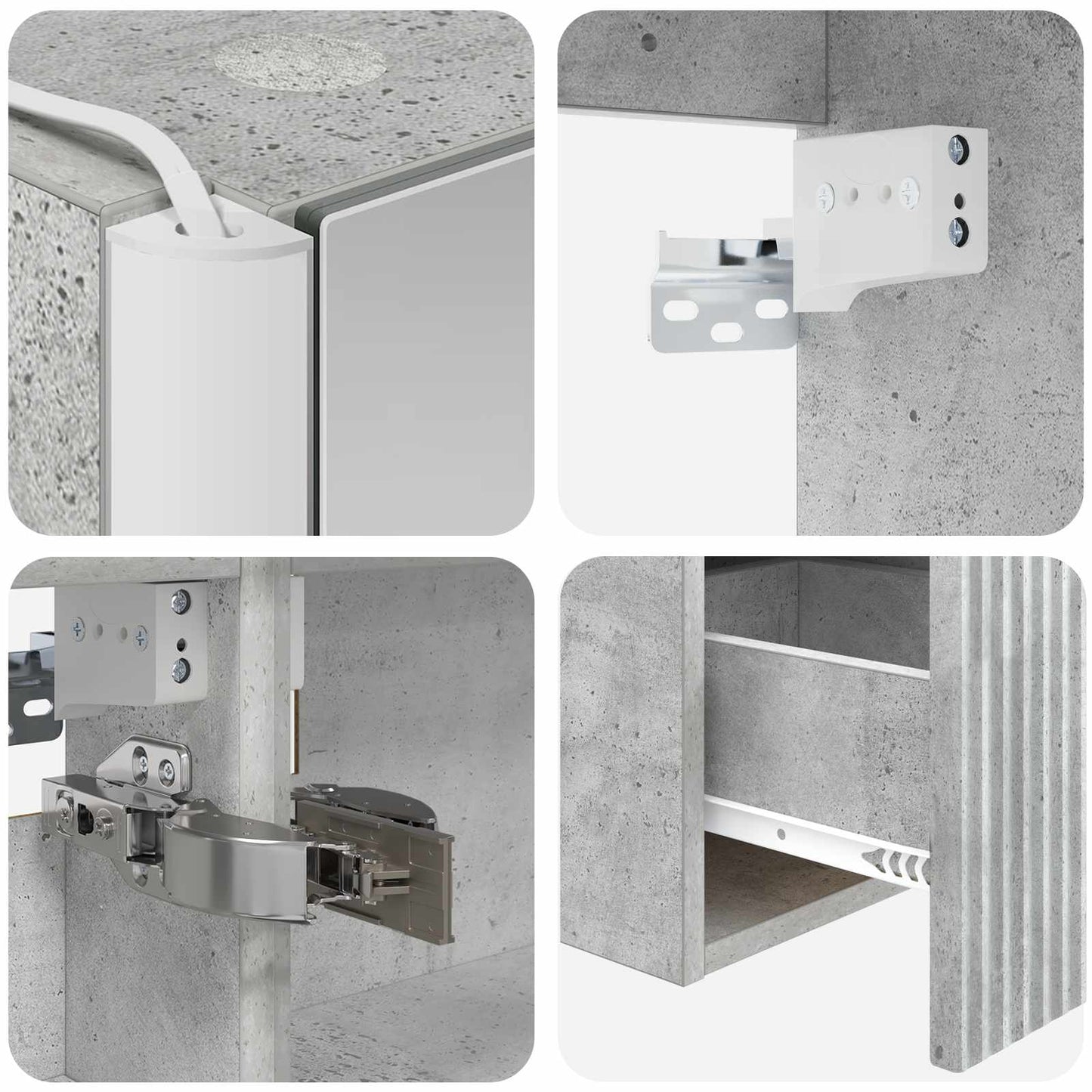 Bathroom Cabinet Set 5 pcs Concrete Grey 43 x 11.5 x 60.5 cm