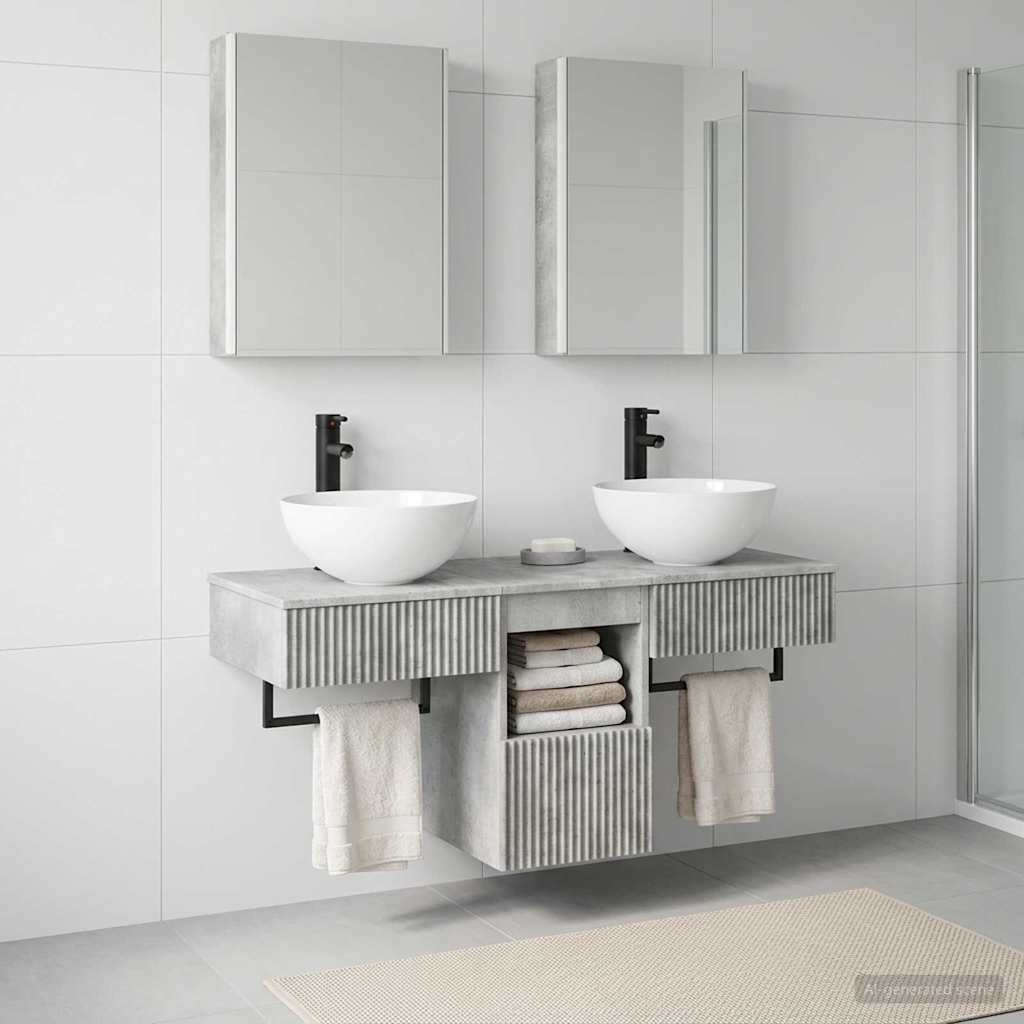 Bathroom Cabinet Set 5 pcs Concrete Grey 43 x 11.5 x 60.5 cm