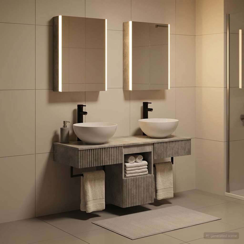 Bathroom Cabinet Set 5 pcs Concrete Grey 43 x 11.5 x 60.5 cm
