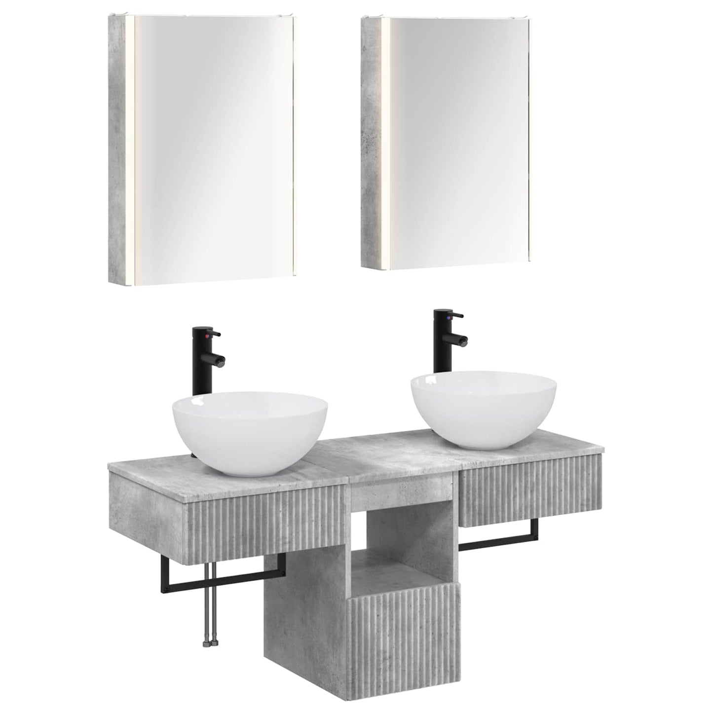 Bathroom Cabinet Set 5 pcs Concrete Grey 43 x 11.5 x 60.5 cm