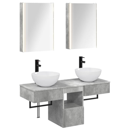 Bathroom Cabinet Set 5 pcs Concrete Grey Engineered Wood