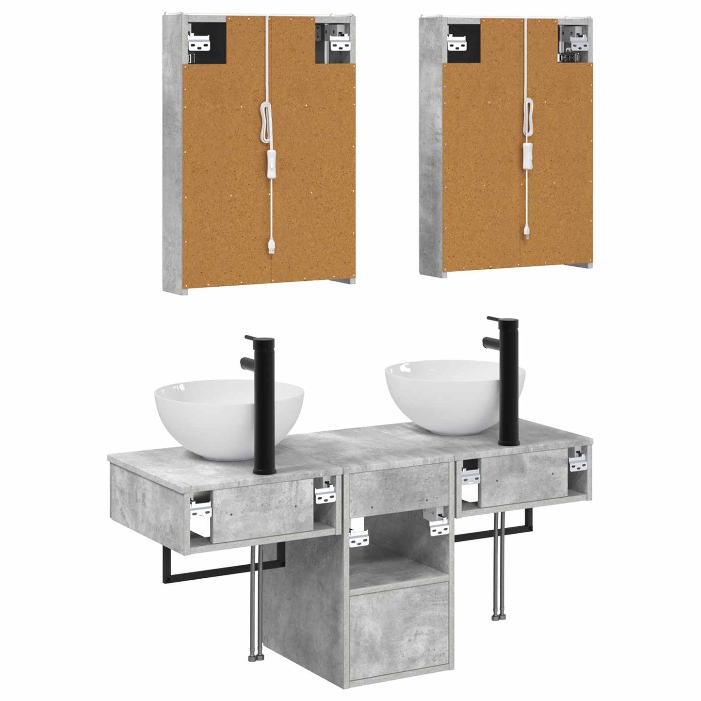 Bathroom Cabinet Set 5 pcs Concrete Grey 43 x 11.5 x 60.5 cm