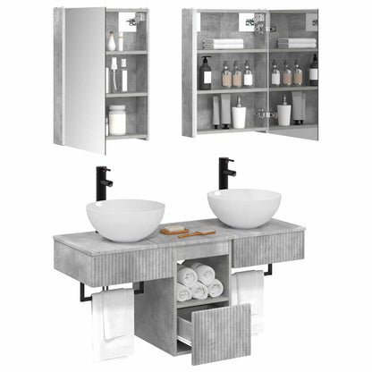 Bathroom Cabinet Set 5 pcs Concrete Grey 43 x 11.5 x 60.5 cm