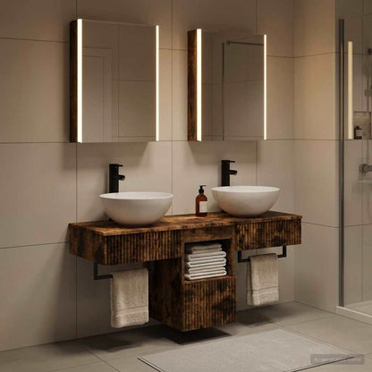 Bathroom Cabinet Set 5 pcs Smoked Oak 43 x 11.5 x 60.5 cm