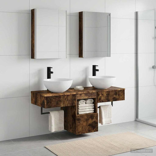Bathroom Cabinet Set 5 pcs Smoked Oak 43 x 11.5 x 60.5 cm