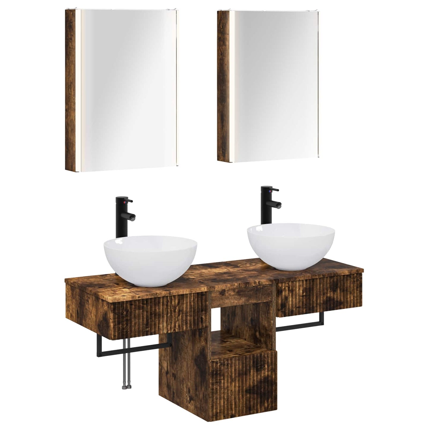 Bathroom Cabinet Set 5 pcs Smoked Oak 43 x 11.5 x 60.5 cm