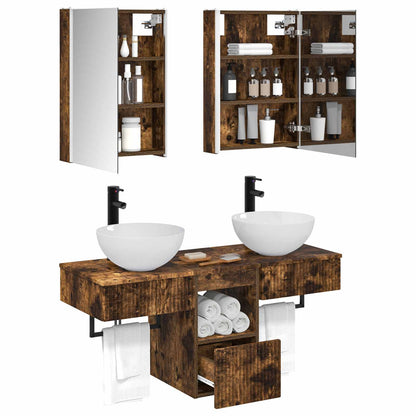 Bathroom Cabinet Set 5 pcs Smoked Oak 43 x 11.5 x 60.5 cm