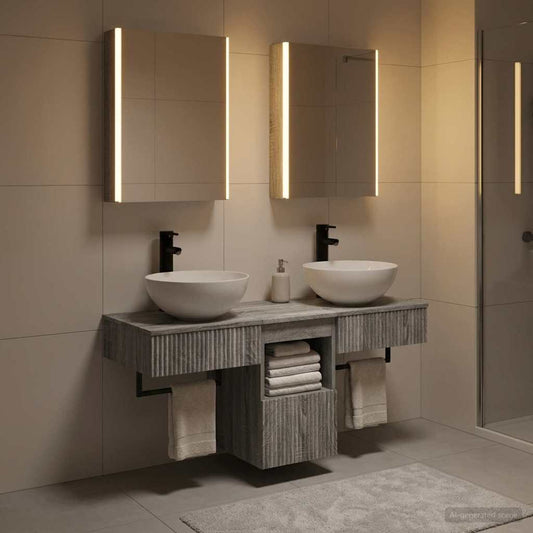 Bathroom Cabinet Set 5 pcs Grey Sonoma 43 x 11.5 x 60.5 cm