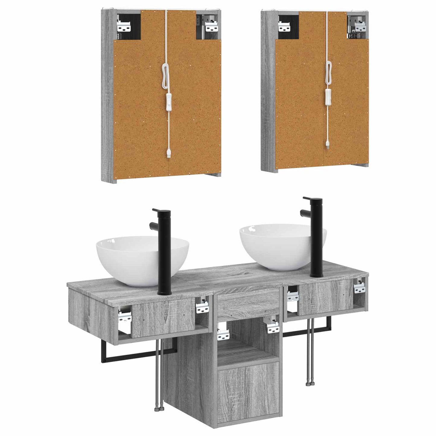 Bathroom Cabinet Set 5 pcs Grey Sonoma 43 x 11.5 x 60.5 cm