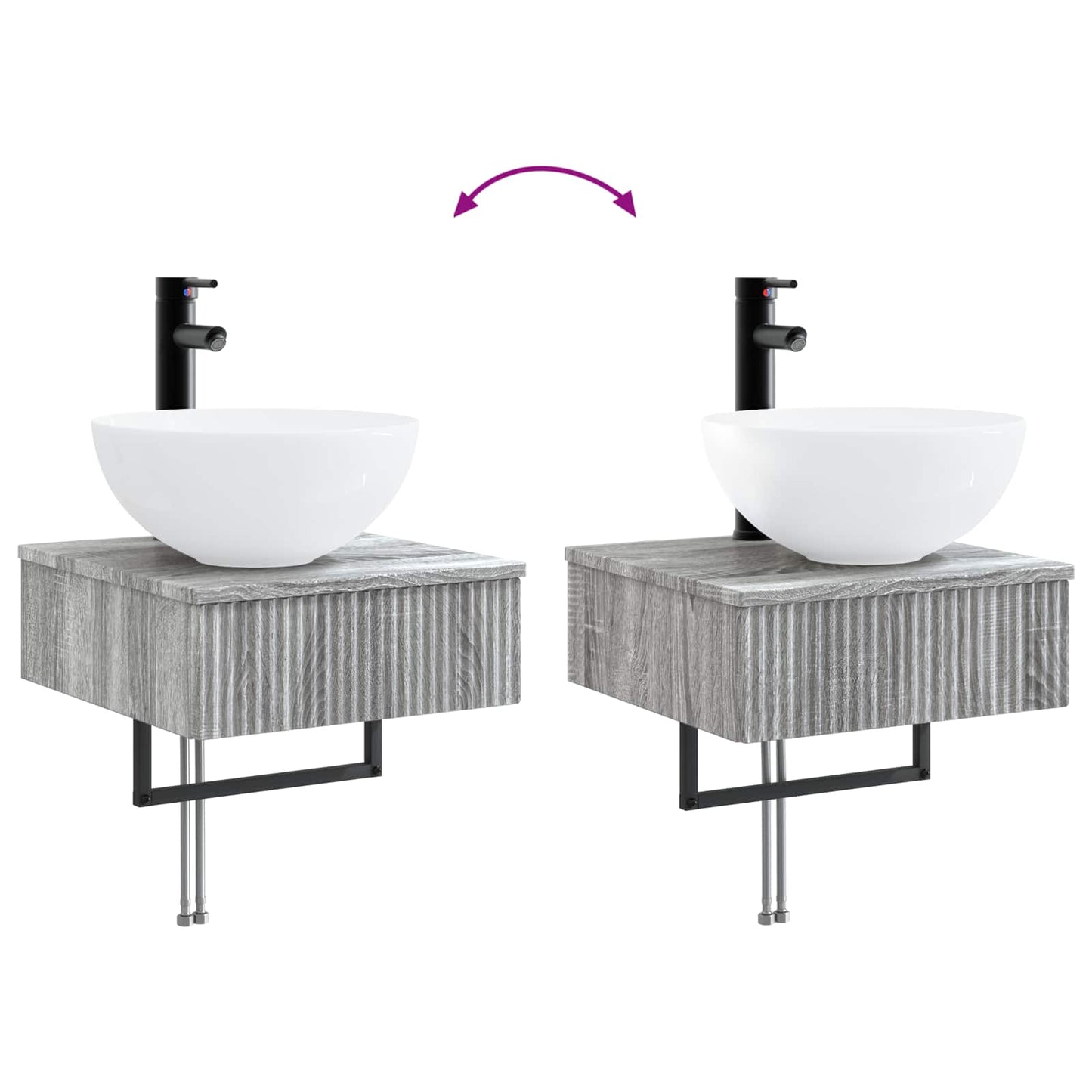 Bathroom Cabinet Set 5 pcs Grey Sonoma 43 x 11.5 x 60.5 cm